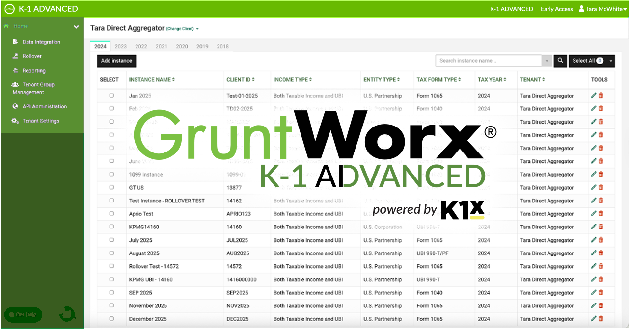 GruntWorx K-1 ADVANCED screen shot with logo overlay